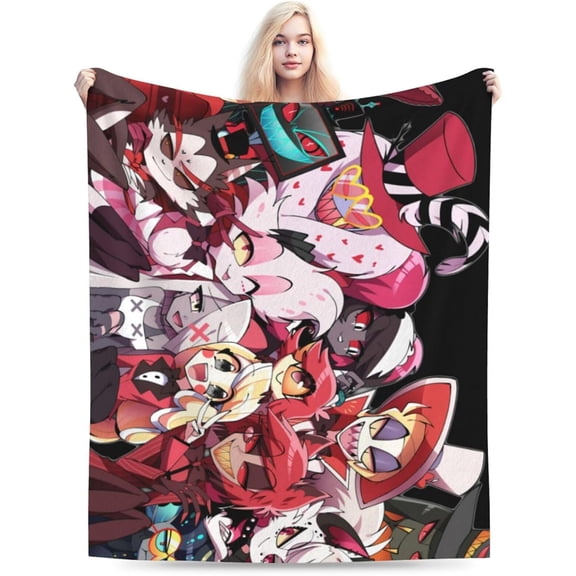 Hazbin Song Dance Hotel Throw Blanket Fleece Blanket Warm Sofa Blankets Queen Size Blankets for All Season Casual Blankets for Office Convenient Outdoor Blankets for Travel 30x40, Black