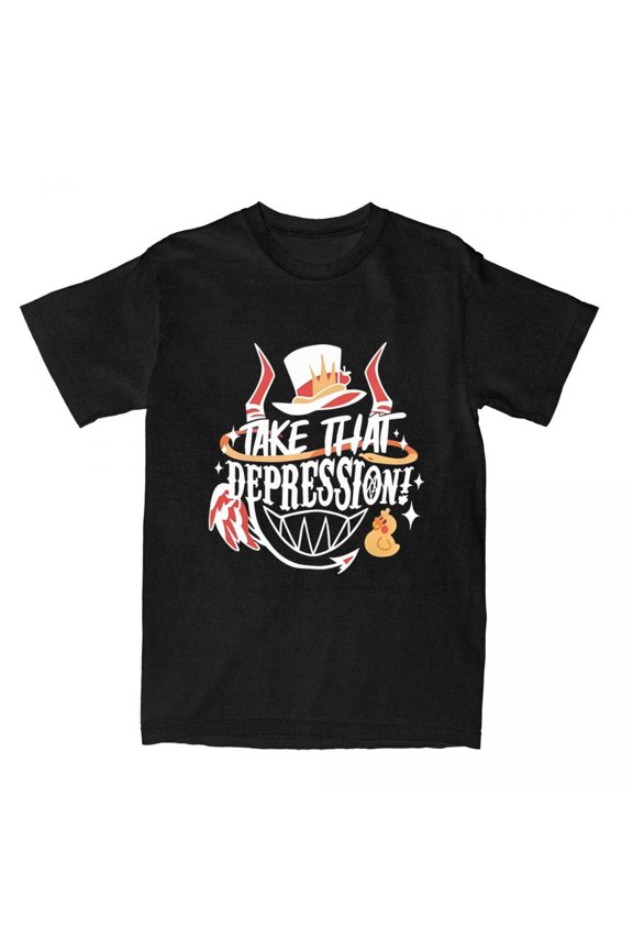 Hazbined-Hotels Cartoon Angel Dust T Shirt Men's Cotton Tops Shirts Aesthetic Round Neck Short Sleeve