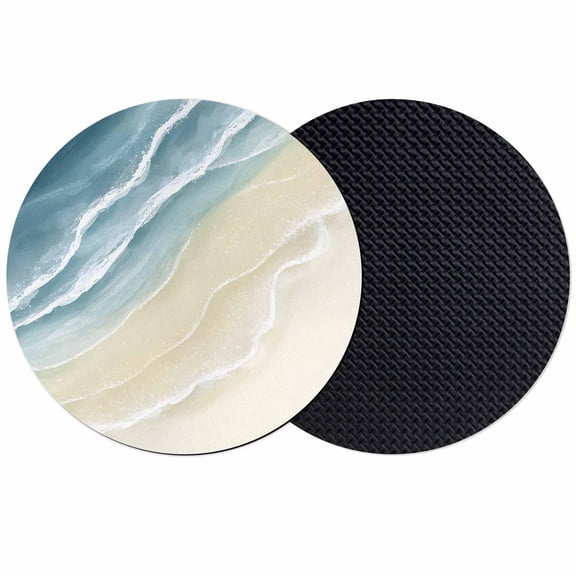 Haze Blue Beach Coastal Coasters Set of 2, Absorbent Coasters for Drinks, Summer Ocean Nautical Seaside Coaster for Desk Coffee Table Protection, Home Decor House Warming Gifts 4"