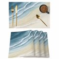 thumbnail image 1 of Haze Blue Beach Coastal Placemats Set of 6, Summer Ocean Nautical Seaside Placemats for Dining Table, Place Mats for Kitchen Tabletop, Waterproof Wipeable Dining Table Mats Set, 1 of 9