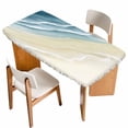 thumbnail image 1 of Haze Blue Beach Coastal Table Cloths for 6 Foot Rectangle Tables, Summer Ocean Nautical Seaside Patio Waterproof Elastic Fitted Tablecloths, Washable Rectangular Table Cover for Camping, 1 of 8