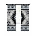 thumbnail image 1 of Haze Blue Boho Blackout Curtains, Light Blocking Print Window Curtains, Farmhouse Retro Southwest Aztec Motifs Thermal Insulated Window Drapes for Living Room Kitchen Cafe 2 Panels, 84"W x 84"L, 1 of 9