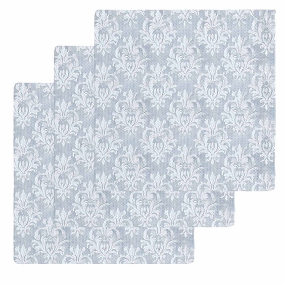 Haze Blue Boho Dish Towels Set, Waffle Weave Kitchen Towels 3 Pieces, Neutral Middle Century Turkish Pattern Microfiber Hair Face Bath Tea Towel Absorbent Quick Drying Cleaning Dish Cloths, 12"x12"