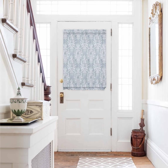 Haze Blue Boho Door Curtains for Door Window, French Sidelight Front Back Door Curtains With Tieback, Neutral Middle Century Turkish Pattern Kitchen Rod Pocket Drapes Panel, 54"x40"