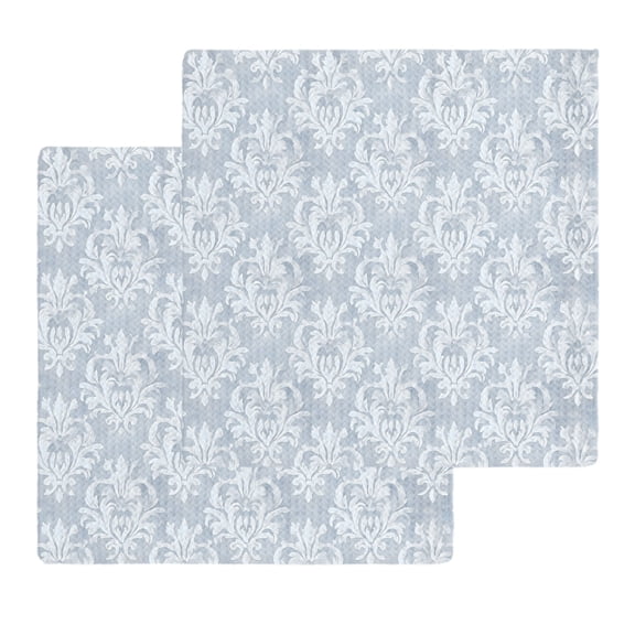 Haze Blue Boho Kitchen Dish Towels for Drying Dishes Set of 2, Neutral Middle Century Turkish Pattern Waffle Weave Microfiber Hand Tea Bathroom Towels Quick Dry & Absorbent Towel 12x12