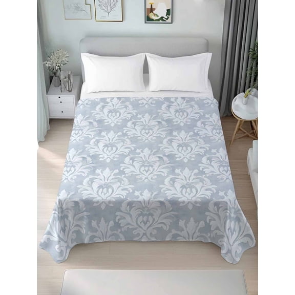 Haze Blue Boho Queen Size Flat Sheet, Wrinkleproof & Fadeproof Cooling Flat Bed Sheet Only, Neutral Middle Century Turkish Pattern Breathable Soft Bedding Top Sheets 90 x 102 Inches