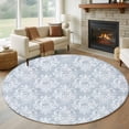 thumbnail image 1 of Haze Blue Boho Round Area Rug 5 FT, Non Slip Bedroom Rugs, Neutral Middle Century Turkish Pattern Washable Soft Circular Carpet Non-Shedding Floor Mat for Kitchen Dining Room Foyer Balcony Dorm, 1 of 8