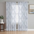 thumbnail image 1 of Haze Blue Boho Semi Sheer Curtains 72 Inch Length 2 Panels Set, Neutral Middle Century Turkish Pattern Sheer Kitchen Curtain Privacy Voile Window Curtain for Living Room Bedroom Rod Pocket Drapes, 1 of 7