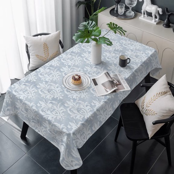 Haze Blue Boho Table Cloth Waterproof Tablecloths, Neutral Middle Century Turkish Pattern Tablecloth Dining Table Cover for Kitchen Party Tabletop Outdoor, Rectangle Tablecloth 60x120 Inch