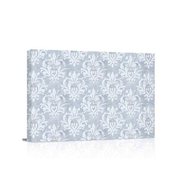 Haze Blue Boho Wall Art for Living Room,Canvas Picture Wall Decor for Bathroom Bedroom,Neutral Middle Century Turkish Pattern Painting Artwork for Office Kitchen Hallway Dining Room Decor 12"x16"