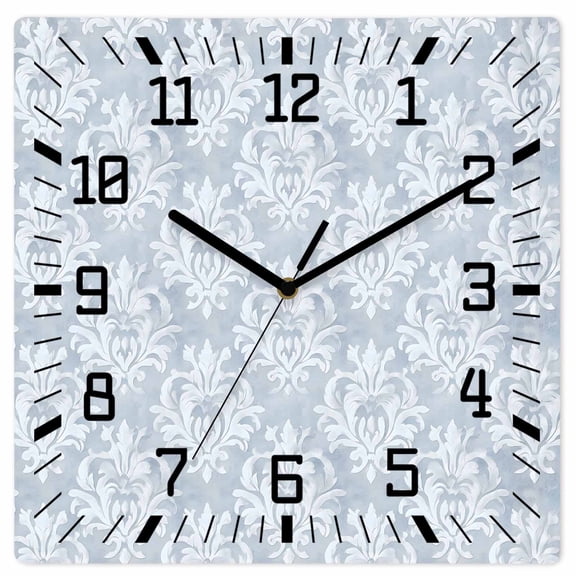 Haze Blue Boho Wooden Wall Clock Silent Non Ticking, Neutral Middle Century Turkish Pattern Square Wall Clocks Battery Operated, Decor Clock for Home Office, Living Room, Kitchen, 10 Inch