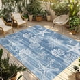 thumbnail image 1 of Haze Blue Coastal Outdoor Rug for Patio/Deck/Porch, Non-Slip Large Area Rug 5 x 7 Ft, Summer Beach Nautical Starfish Coral Vintage Indoor Outdoor Rugs Washable Area Rugs, Camping Rug Carpet Runner, 1 of 8