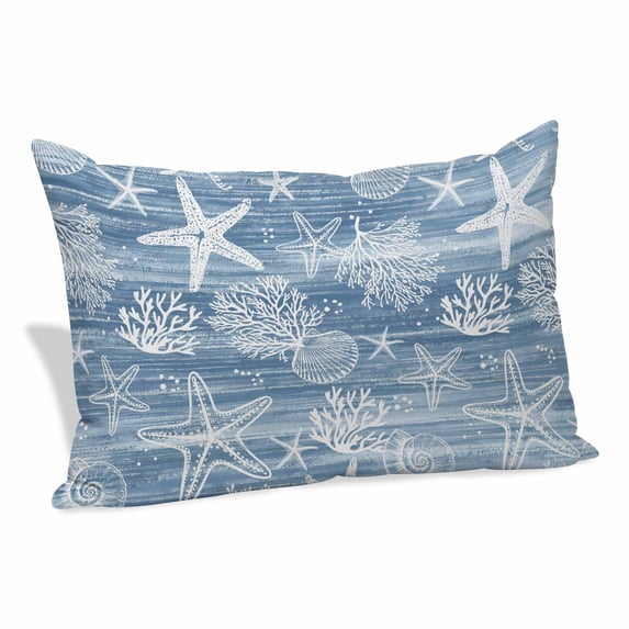Haze Blue Coastal Pillow Covers Queen, Summer Beach Nautical Starfish Coral Vintage Soft Brushed Microfiber Breathable Throw Pillow Covers, Pillowcase with Zipper for Couch Sofa Bedroom 20"x30"
