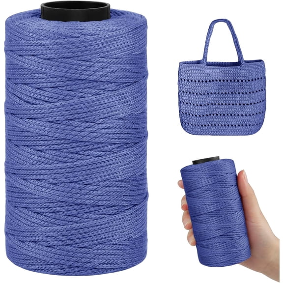 Haze Blue Cotton Yarn for Crocheting Flat 2.5mm Macrame Cord 164 Yards Soft Braided Bags, Baskets, Hats, Wall Hangings, DIY Crafts x yards