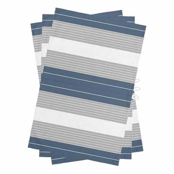 Haze Blue Grey Stripe Kitchen Towels Set of 3, Water Absorbent Dish Towel, Modern Art Horizontal Striped Decorative Hand Towels - Quick Drying Cloth for Cooking Baking, 18x28 Inch
