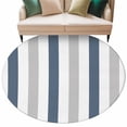 thumbnail image 1 of Haze Blue Grey Striped Round Area&nbsp;Rug 8ft Modern Non-Slip&nbsp;Washable Circle Rugs Soft Felt Indoor Floor Mat for Bedroom Kitchen Living Room Bathroom, 1 of 9