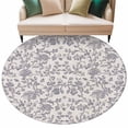 thumbnail image 1 of Haze Blue Leaf Large Area Rugs for Bedroom Living Room, Soft Non Slip Carpet Bedside Rug, Retro Farmhouse Plant Floral Branch Round Floor Cover Kitchen Accent Rug 6' for Dining Room/Office, 1 of 9