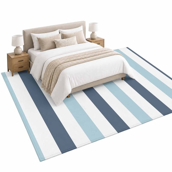 Haze Blue Light Blue Striped Area Rug 5'x7', Modern Soft Mat Non-Slip ...