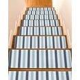 thumbnail image 1 of Haze Blue Light Blue Striped Stair Treads Non Slip for Steps Modern 7 Pcs Reusable Adhesive Stair Runner Mats for Dogs Elders Carpet Treads Rugs for Staircase 8x30 In, 1 of 7
