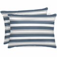 thumbnail image 1 of Haze Blue Stripe Pillow Cases Standard Size Set of 2, Smooth Satin Pillowcase for Hair and Skin, Farmhouse Blue Gray Striped Decorative Cooling Bed Pillow Covers with Zipper, 20x26 Inches, 1 of 5