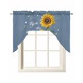 thumbnail image 1 of Haze Blue Sunshine Sunflower Swag Valances for Windows, Small Curtains Drapes, Pastoral Bees Farmhouse Floral Kitchen Window Curtains Over Sink Window Treatment Valance for Bedroom/Bathroom 56"x36", 1 of 5