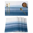 thumbnail image 1 of Haze Blue White Ombre Placemats Set of 6 Vintage Gradient Striped Aesthetics Place Mats Indoor Wipeable Table Mats Washable Dining Table Placemats for Kitchen Holiday Party Home Decor 13x19 Inch, 1 of 9