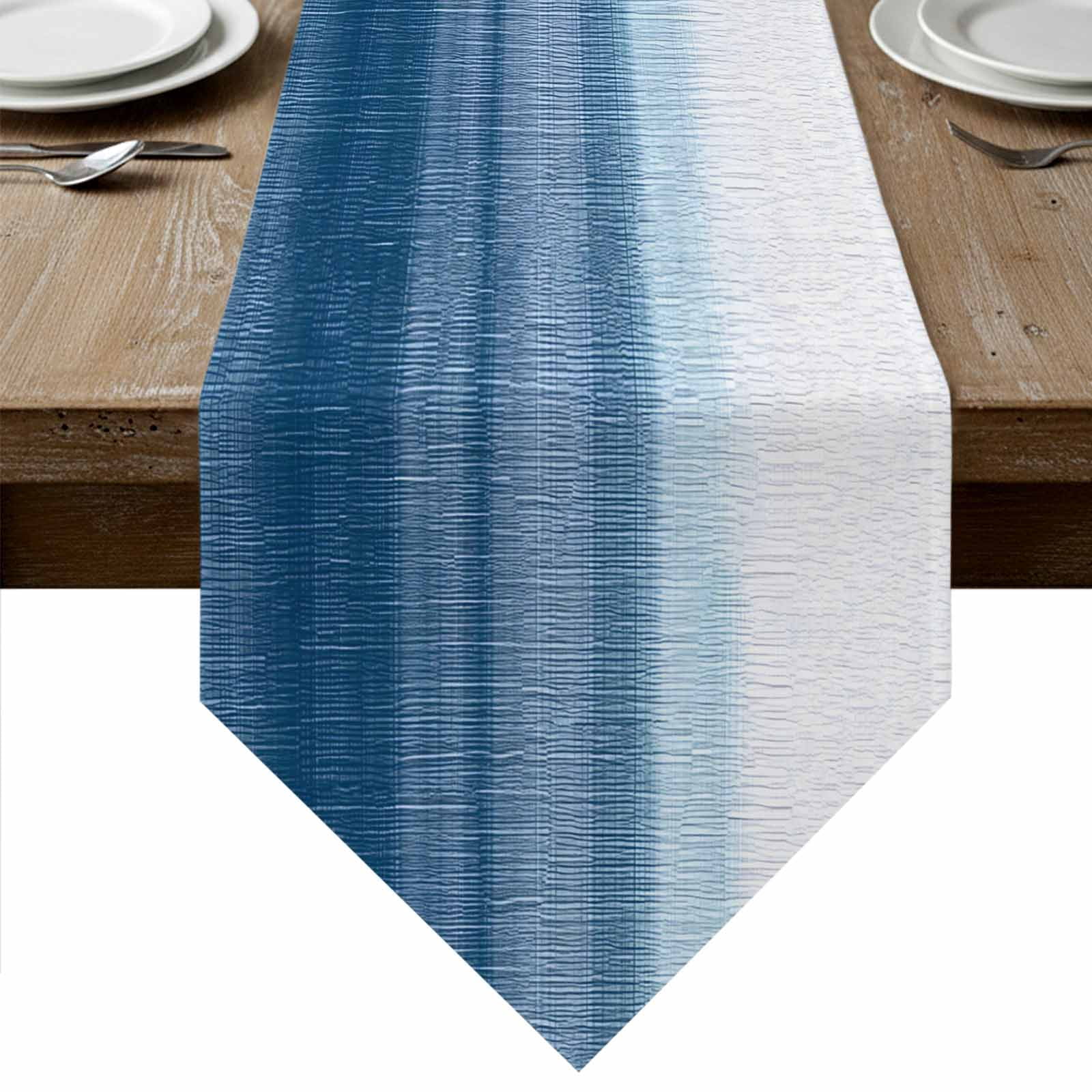 Haze Blue White Ombre Table Runner Linen Burlap Table Runner 90 Inches ...