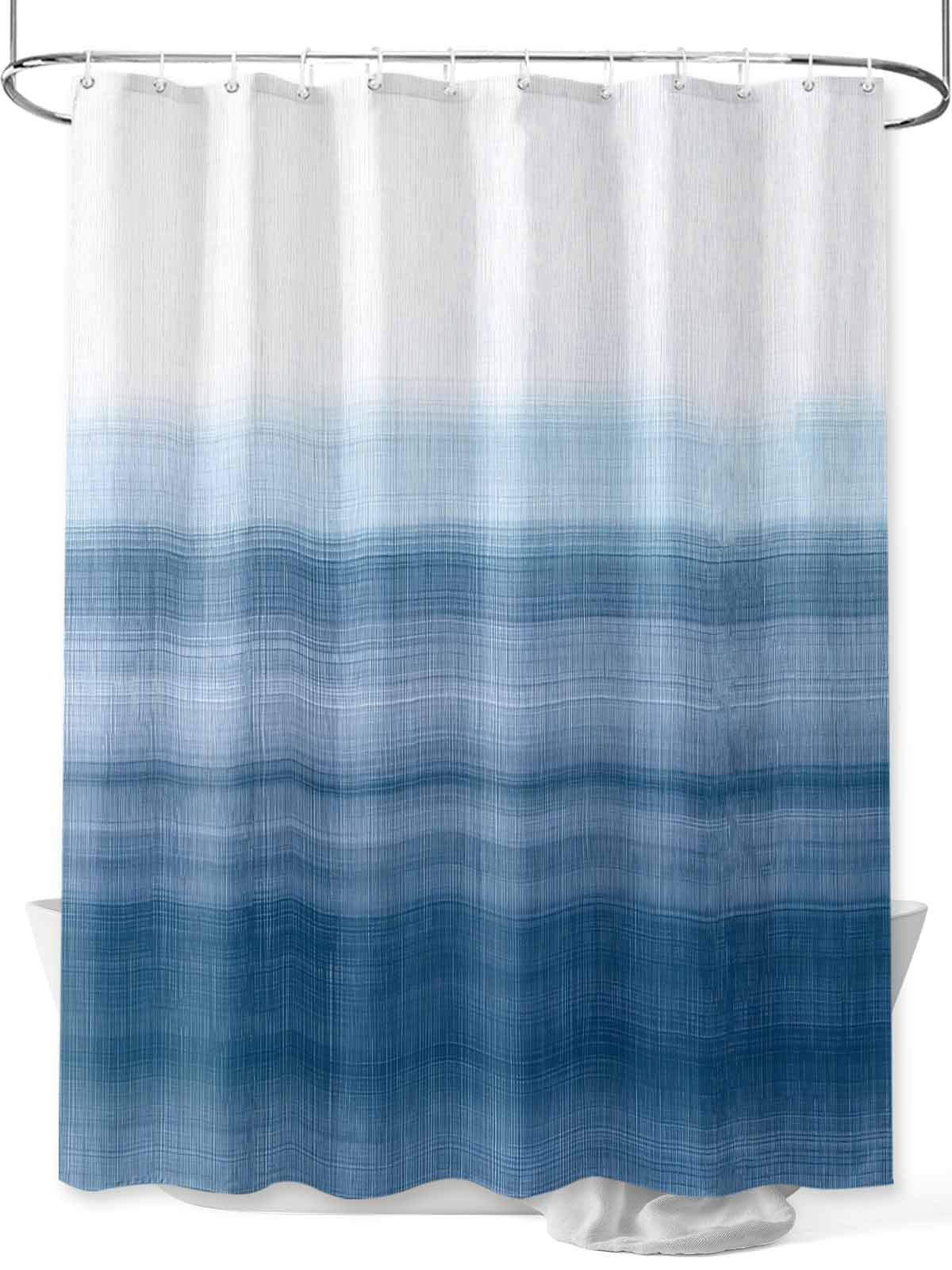 Haze Blue White Shower Curtain, Abstract Modern Brush Stroke Bathroom Decor Curtains Set with Hooks, Waterproof Fabric Home Accessories， Stall 54 X 78 Inch