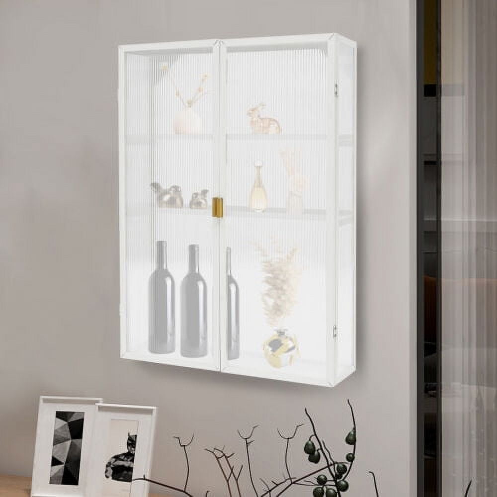 Haze Double Glass Door Wall Cabinet With Detachable Shelves for ...