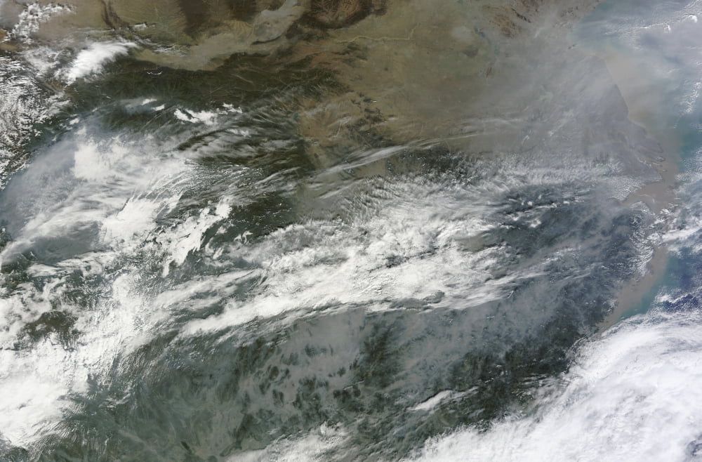 Haze over China Canvas Art - Stocktrek Images (34 x 23)