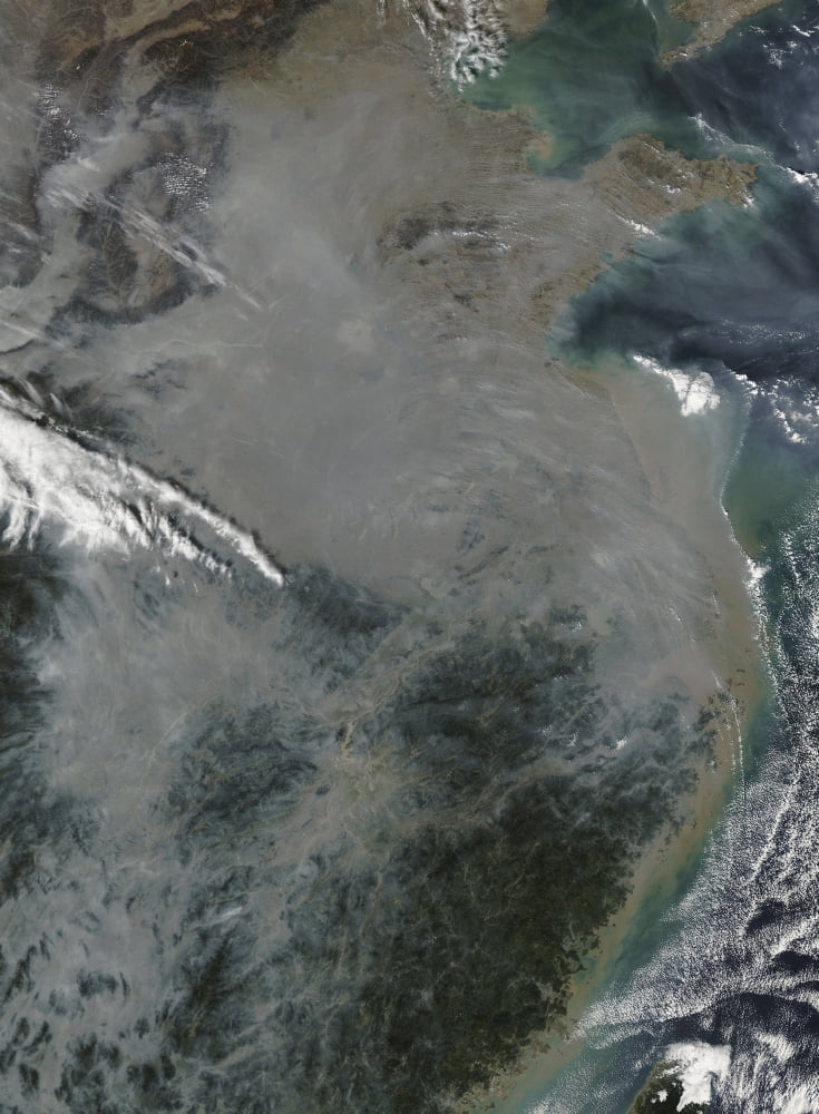Haze over eastern China Canvas Art - Stocktrek Images (24 x 33)