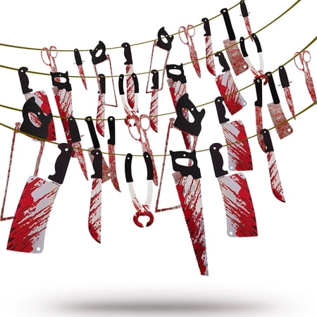 Hazel 4 Sets Halloween Fake Weapon Banner Halloween Decorations For Scary Party