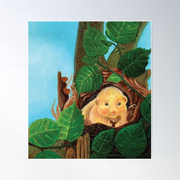 Hazel Dormouse (Muscardinus Avellanarius) With Hazelnut Poster Wall Art, Modern Wall Decor For Living Room Bedroom, 12x18 UNFRAMED