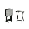 thumbnail image 1 of Hazel Grove Holton 5-piece Faux Marble Folding TV & Snack Tray Table Set, White, 1 of 16