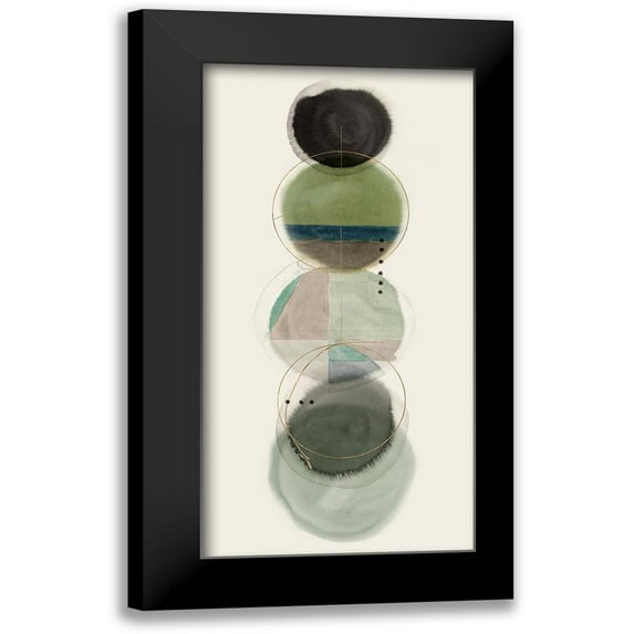 Hazel J 9x14 Black Modern Framed Museum Art Print Titled - Stacked Circles I