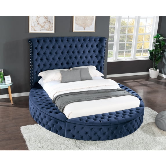 Galaxy Home Furnishings Hazel Queen Size Tufted Storage Bed made with Wood in Blue