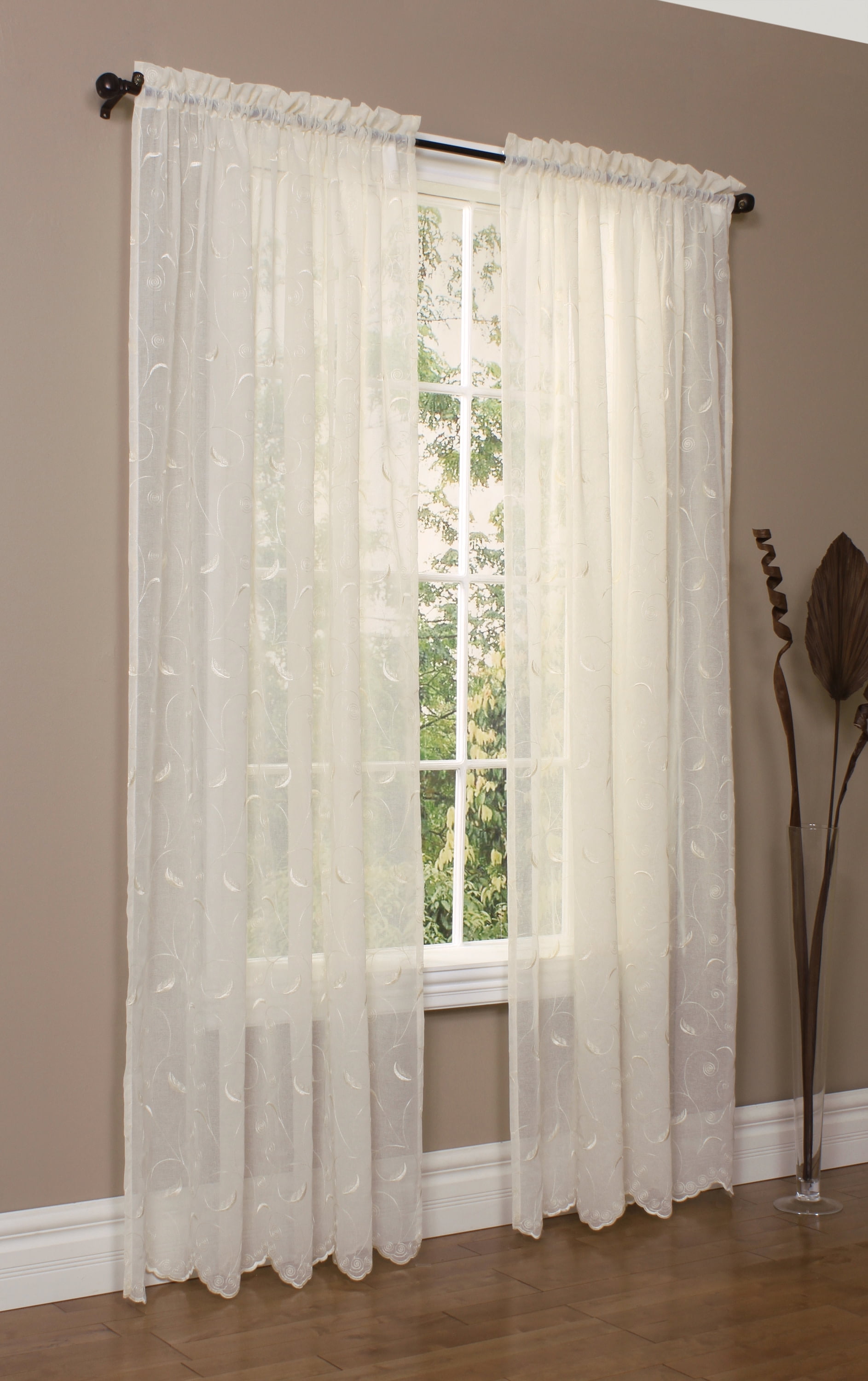 Cream Sheer Polyester Rod Pocket Window Panel 54" x 96"