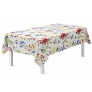 Hazel Spring Flowers Leaves Multi-Color White Textured Fabric 52 x 70 Rectangle Benson Mills