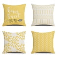 thumbnail image 1 of Hazel Tech 18” x 18” Yellow & White Modern Geometric Linen Decorative Pillow Covers (4 Count), 1 of 6