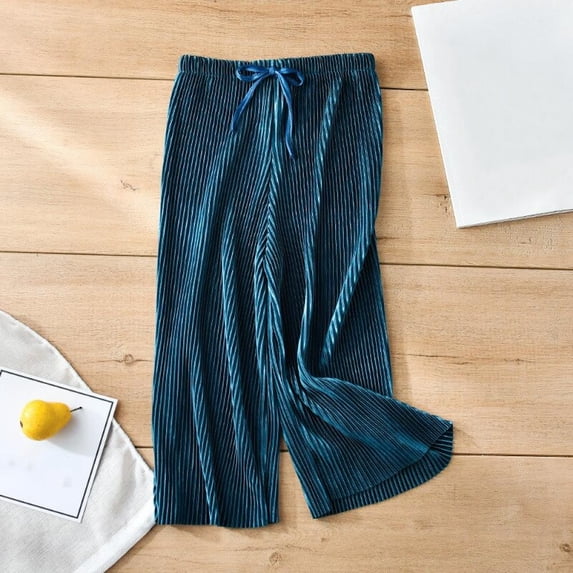 Hazel Tech Children's Pleated Wide-leg Pants Girls Loose Casual pants Chiffon Trousers Silk Cropped Trousers