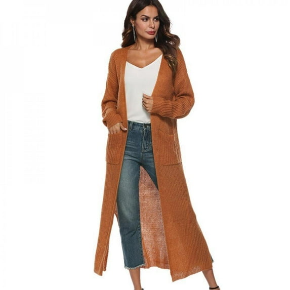 Hazel Tech Women Long Cardigan Plus Size Thick Kimono Long Sleeve Sweater Loose Asymmetrical Hem Women Outerwear