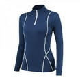 thumbnail image 1 of Hazel Tech Women's Compression Shirts Long Sleeve Yoga T Shirt Sports Half Zipper Stitching Clothes Slim Quick-drying Stretch Top T-shirt, 1 of 6