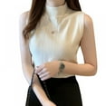 thumbnail image 1 of Hazel Tech Women's Solid Half Turtleneck Fashion Slim Knitted Sleeveless Pullover Crop Tank Top T-Shirt, 1 of 6