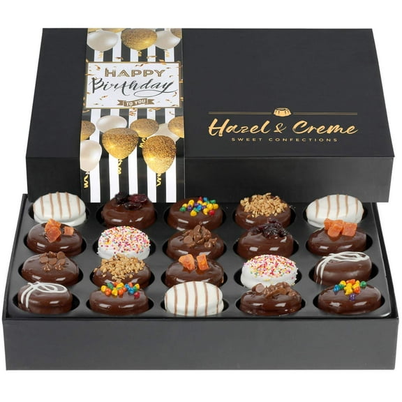 Hazel & Creme Birthday Food Gift Baskets - Happy Birthday Cookies - Chocolate Covered Cookies - Gourmet Food Gifts (Extra Large Gift Box) Extra Large Gift Box