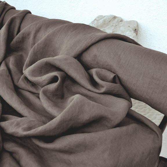 Hazelnut Brown Linen Fabric by the Yard – 150-170 GSM Medium Weight, 58" Wide – Soft Pre-Washed Breathable Natural Fabric for Clothing, Curtains, and Home Décor