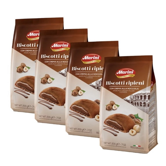 Hazelnut Cookies 4 Pack - MARINI Hazelnut Cream Filled Cookies 200g /each
