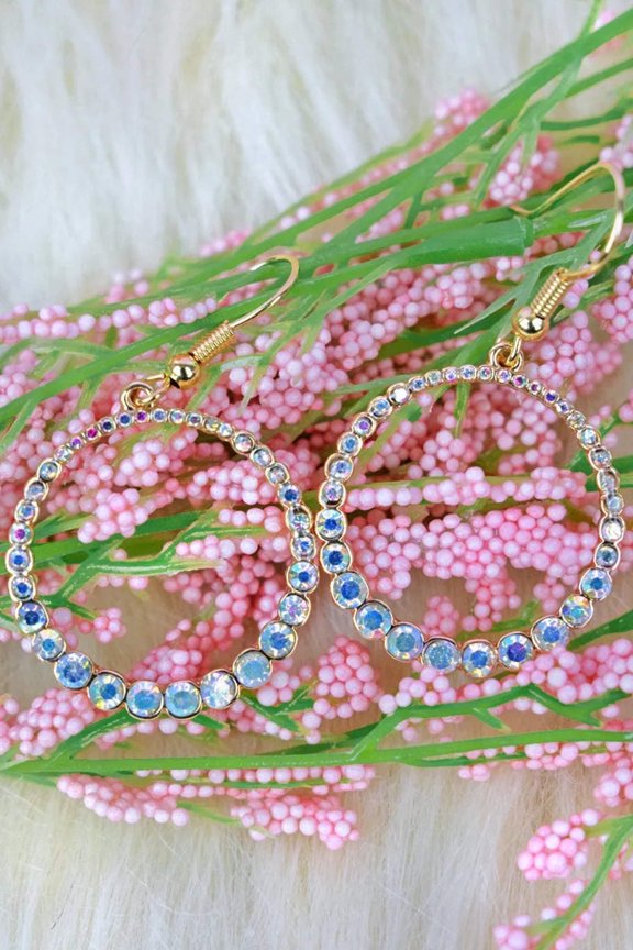 Hazelton Circle Crystal Earrings, Goldtone