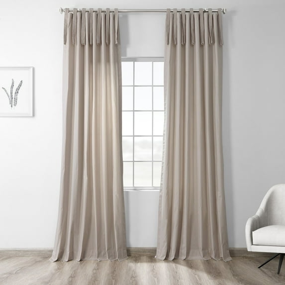 Hazelwood Beige Solid Cotton Tie-Top Curtain (1 Panel), Hazelwood Beige, 50W X 120L
