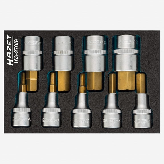 Hazet 163-270/9 1/2" Drive Metric Inside Hex Screwdriver Socket Set, 9 PIeces