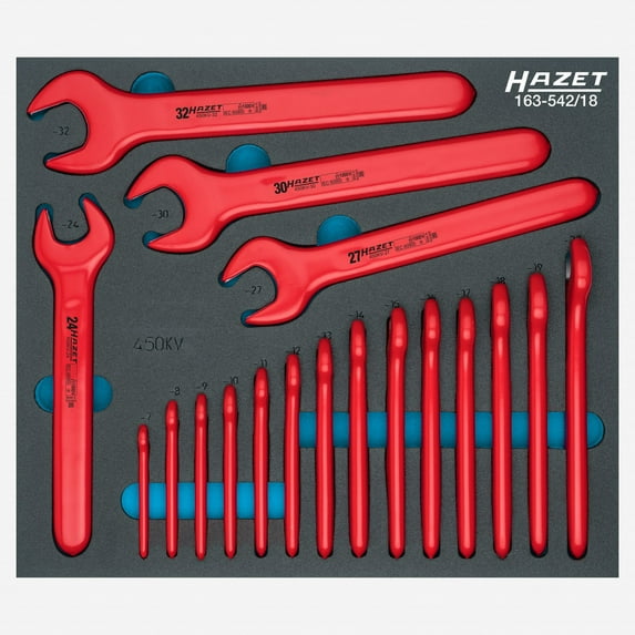 Hazet 450KV Insulated Open End Wrench Set, 18 Pieces